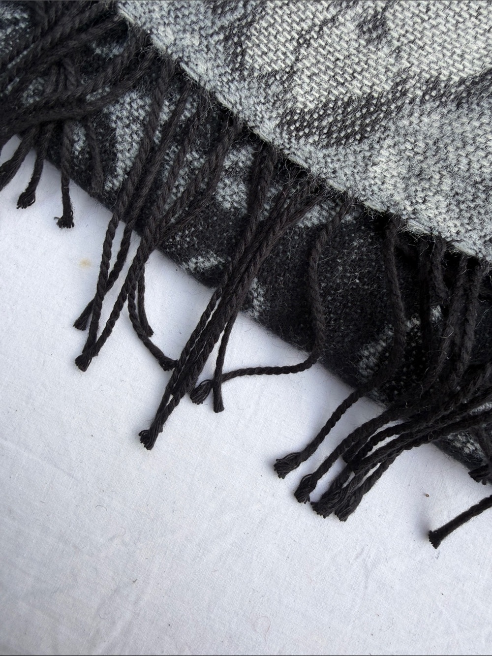 Gray Patterned Wool Scarf - Picture 3 of 6